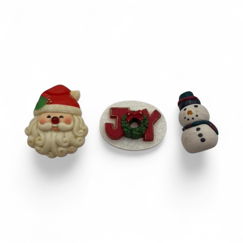 Vintage Christmas Brooch Lot Santa Snowman Joy Retro Holiday Kitsch